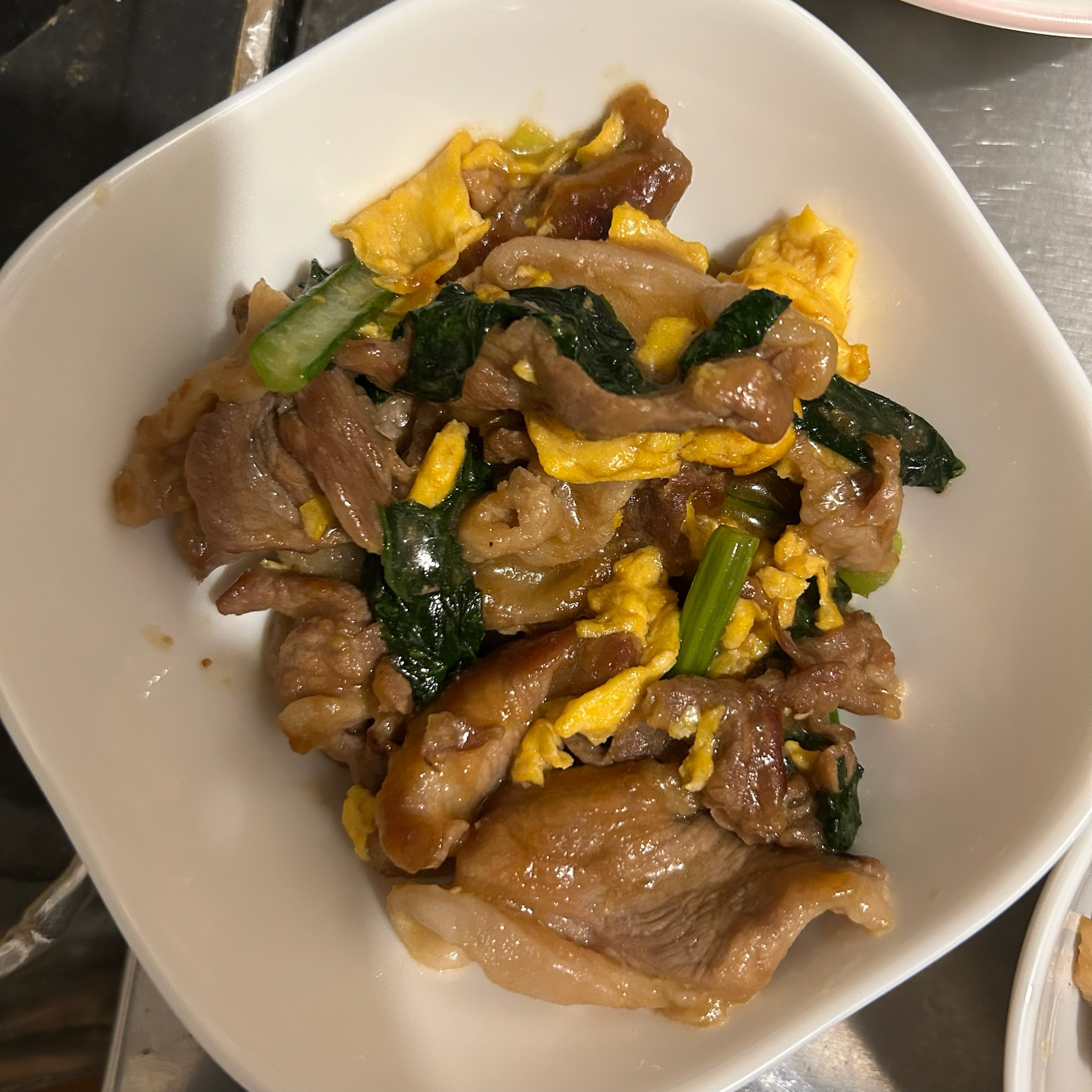 小松菜と豚肉のオイスターソース和え